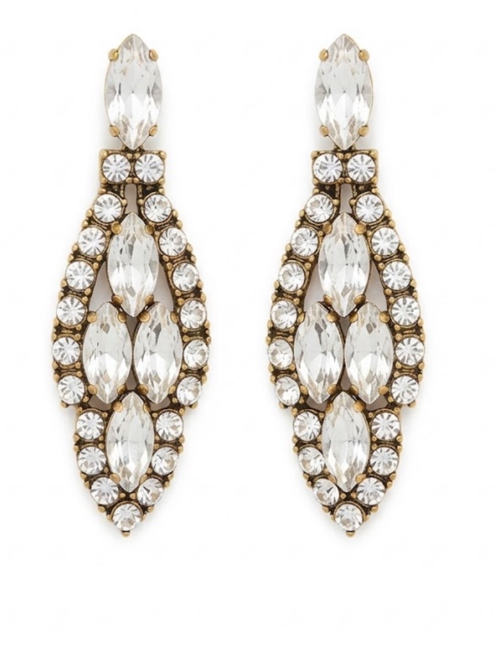 J. Crew Clear Crystal Teardrop Statement Earrings in Gold
